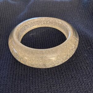 New Clear Acrylic Silver Glitter Bangle Bracelet So Pretty On!